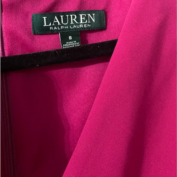 Ralph Lauren-Lauren Crepe Surplice Dress Fuchsia Size 8. - Picture 3 of 5